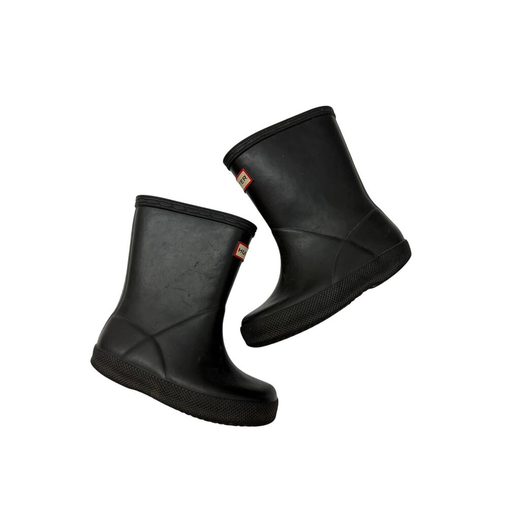 Hunter Black First Classic Rain Boots Kids Boys 7 / Girls 8